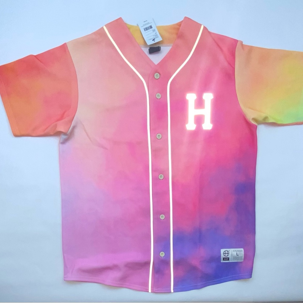NWT HUF CLASSIC FIT BASEBALL JERSEY MULTI color